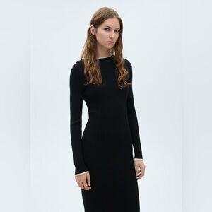 Mango Black ribbed knit Dress NWT